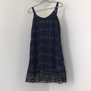 Spaghetti Strap Lace and Plaid Dress
